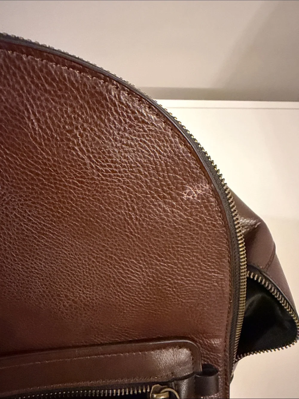 Zara Brown Leather Backpack with Brass Hardware